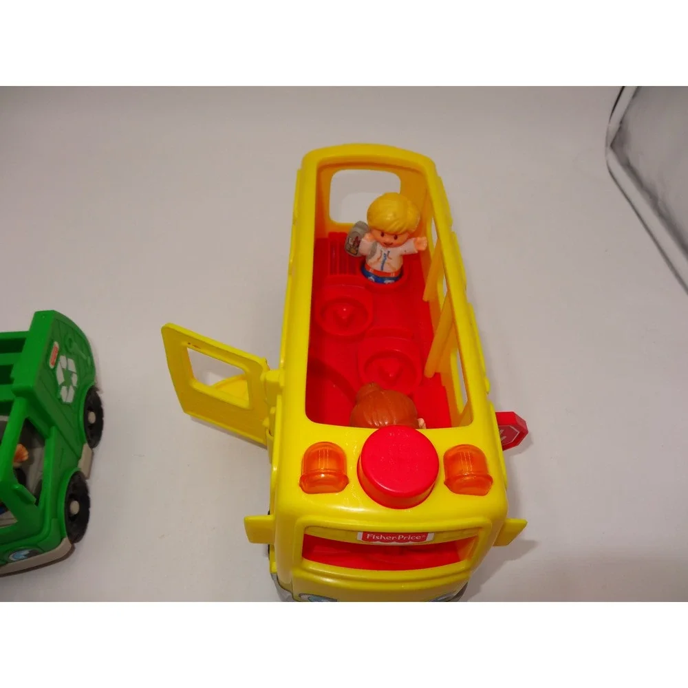 Fisher Price Little People Sit with Me School Bus and Recycling Truck Set